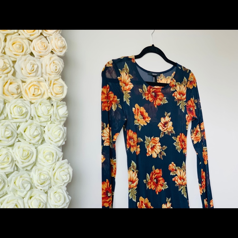Mesh Floral Midi dress